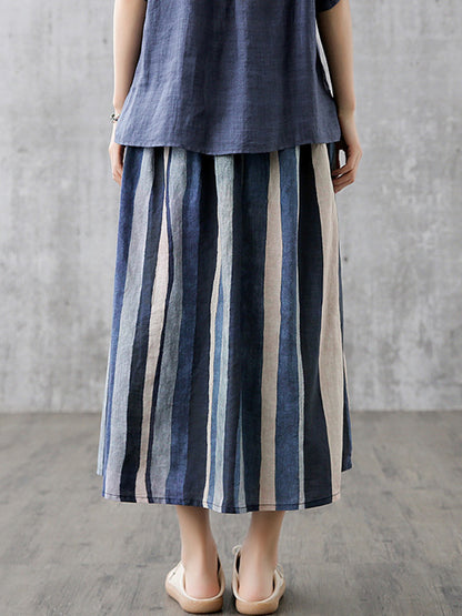 Original Linen Stripe Empire A-Line Skirt