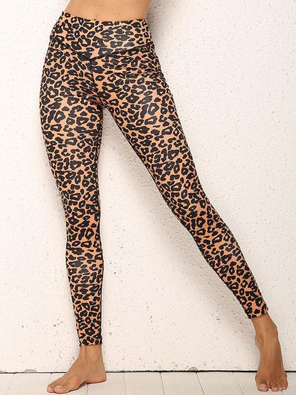 Leopard Printed Cropped Tanks And Leggings Sport Suits