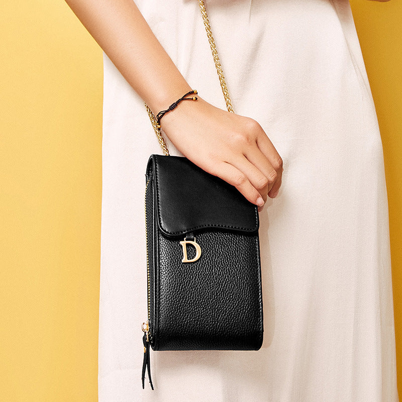 Single shoulder slung leather mini bag