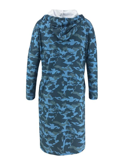 Loose Split-side Printed Hoodie Dress