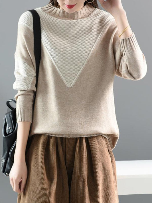 Vintage Color Split-joint Knitting Sweater