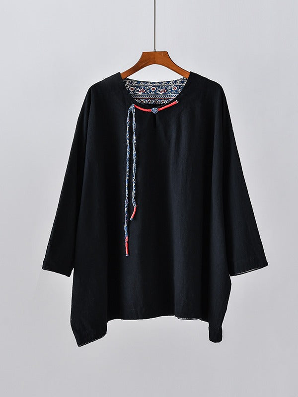 Vintage Loose Handmade Button Cropped T-Shirt