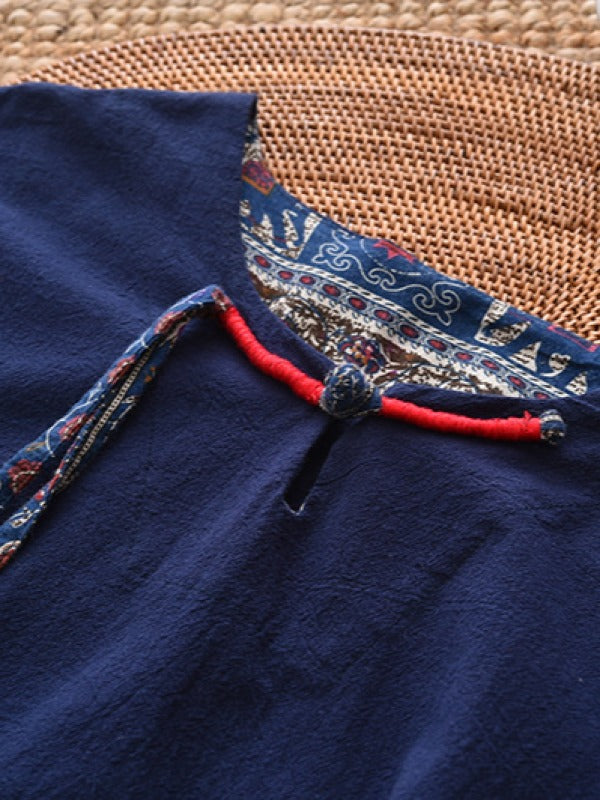 Vintage Loose Handmade Button Cropped T-Shirt