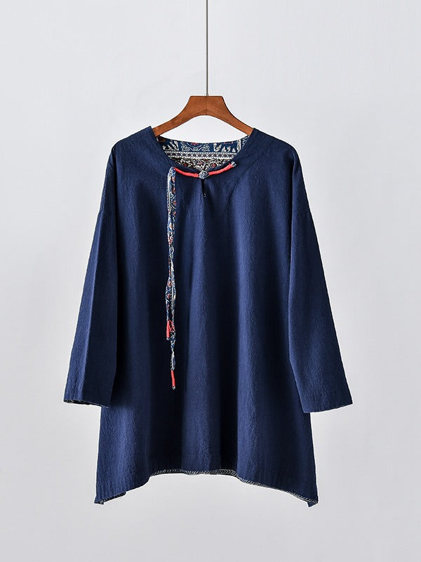 Vintage Loose Handmade Button Cropped T-Shirt