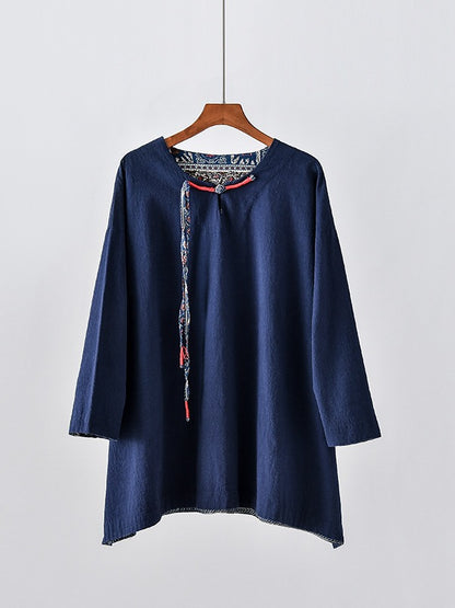 Vintage Loose Handmade Button Cropped T-Shirt
