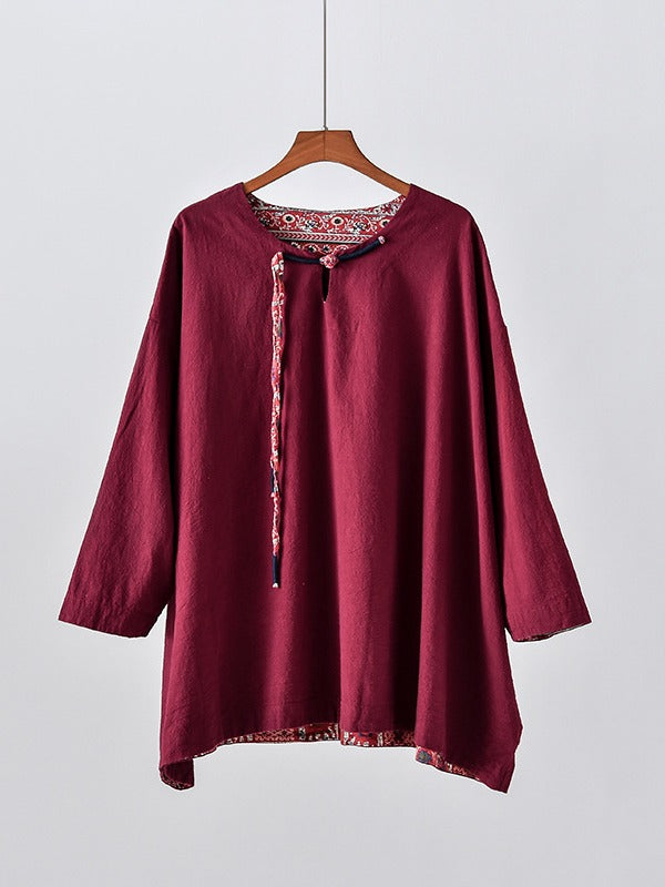 Vintage Loose Handmade Button Cropped T-Shirt