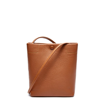 Leopard pleated shoulder soft cowhide bucket bag