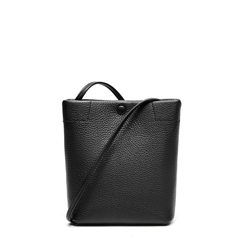 Leopard pleated shoulder soft cowhide bucket bag