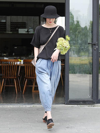 Loose Retro Denim Harem Pants