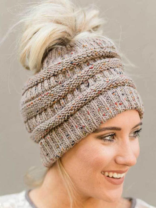 Soft Knit Ponytail Hat