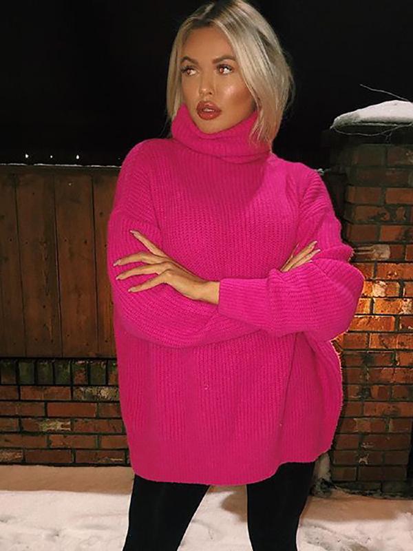 Printed High-Neck Loose Sweater ACTIVE WEAR