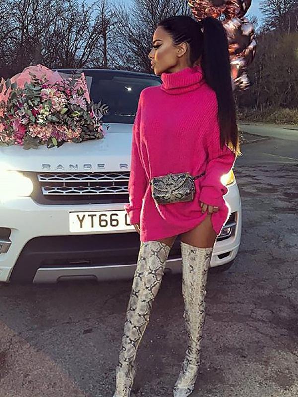 Printed High-Neck Loose Sweater ACTIVE WEAR