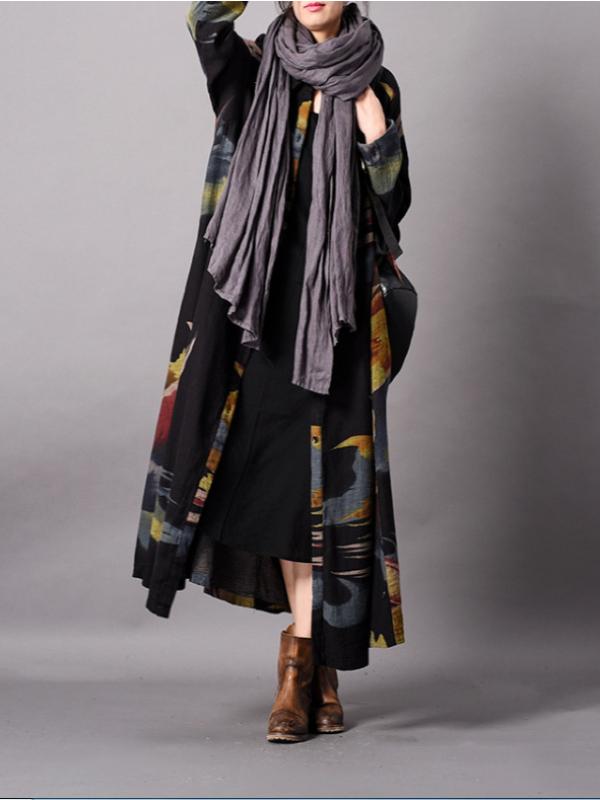 Retro Linen Printed Cardigan Outwears