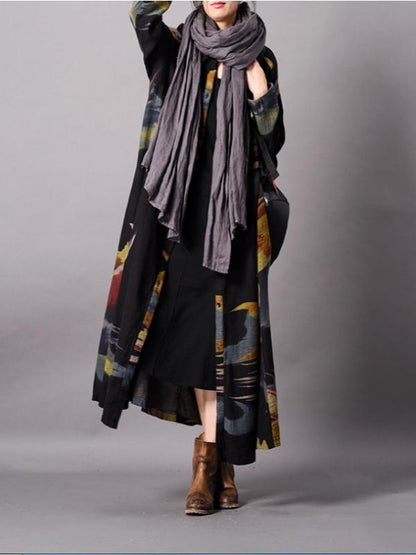 Retro Linen Printed Cardigan Outwears