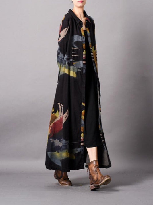 Retro Linen Printed Cardigan Outwears