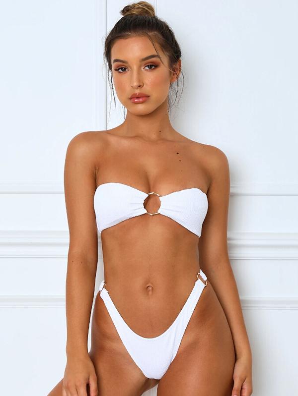 Strapless Metal Ring Bikini Swimsuit