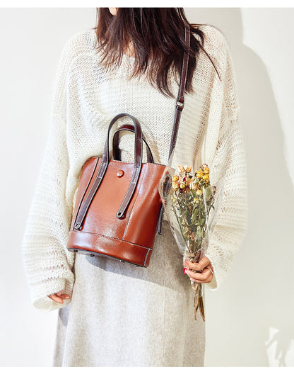 Bucket bag fashionable cowhide Purse