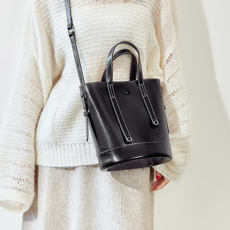 Bucket bag fashionable cowhide Purse