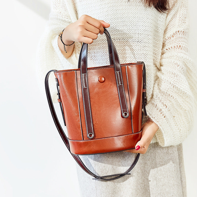 Bucket bag fashionable cowhide Purse