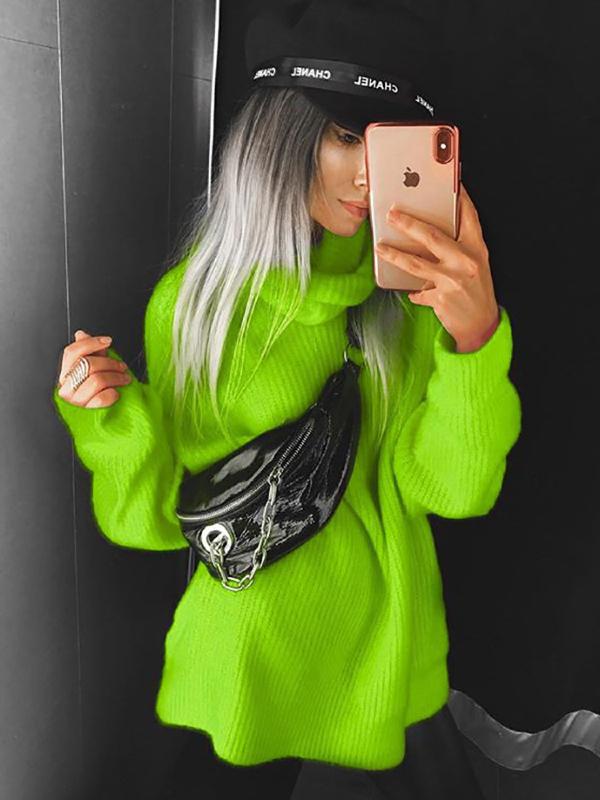 Printed High-Neck Loose Sweater ACTIVE WEAR