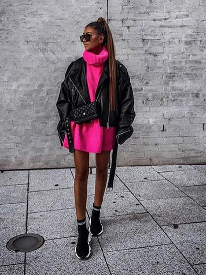 Printed High-Neck Loose Sweater ACTIVE WEAR