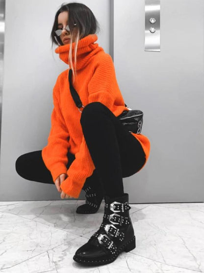 Printed High-Neck Loose Sweater ACTIVE WEAR