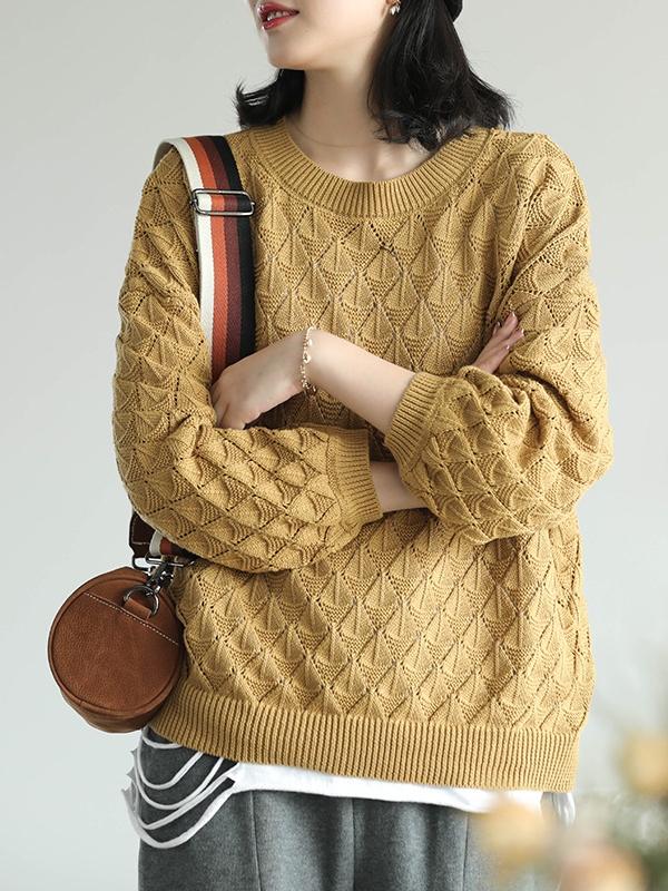 Retro Pure Color Sweater