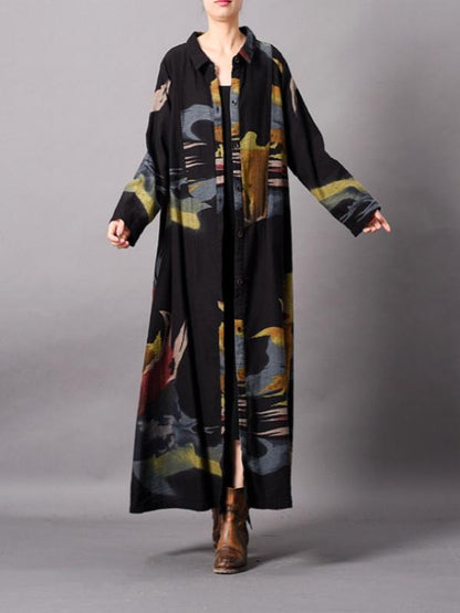 Retro Linen Printed Cardigan Outwears