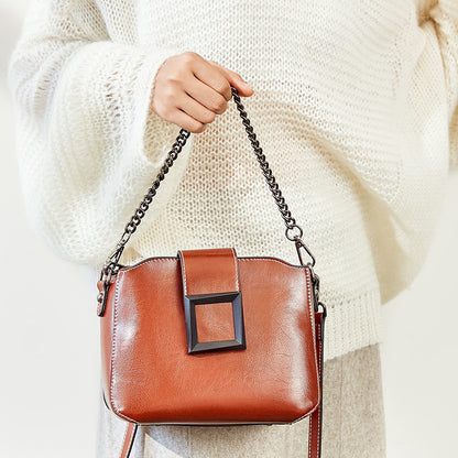 Cowhide Chain Square Bag