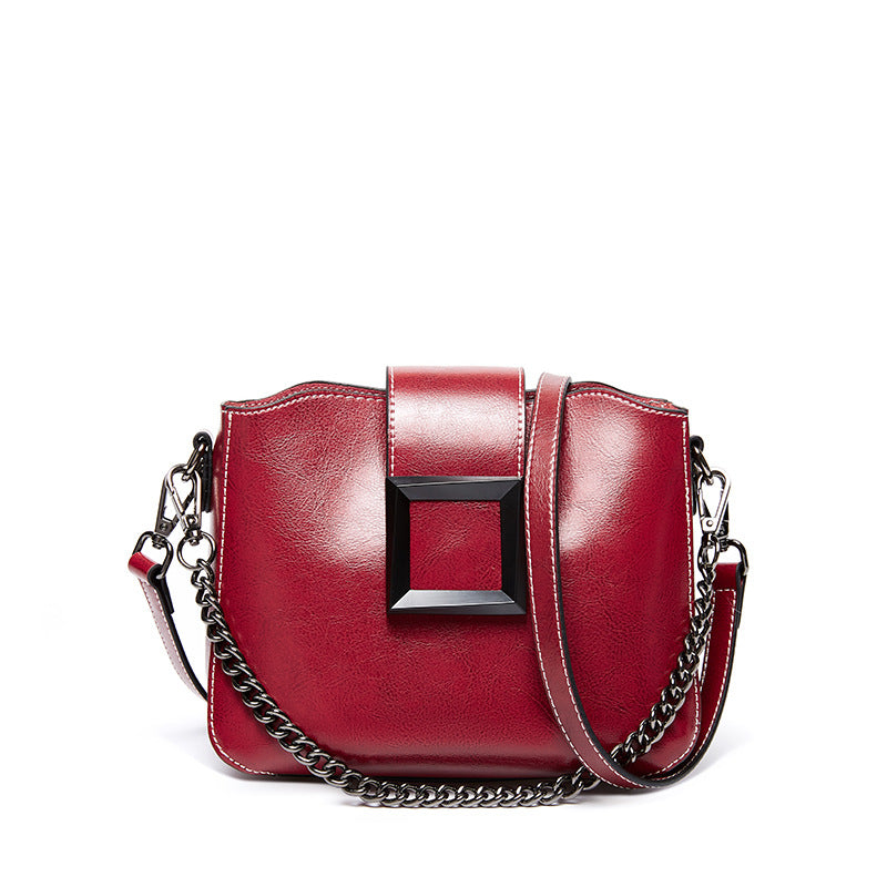 Cowhide Chain Square Bag