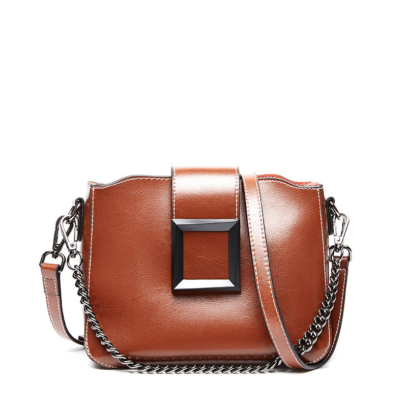 Cowhide Chain Square Bag