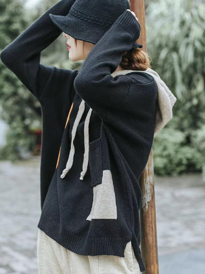 Vintage Knitting Split-joint Sweater