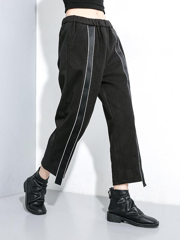 Loose Split-joint Elastic Waist Pants