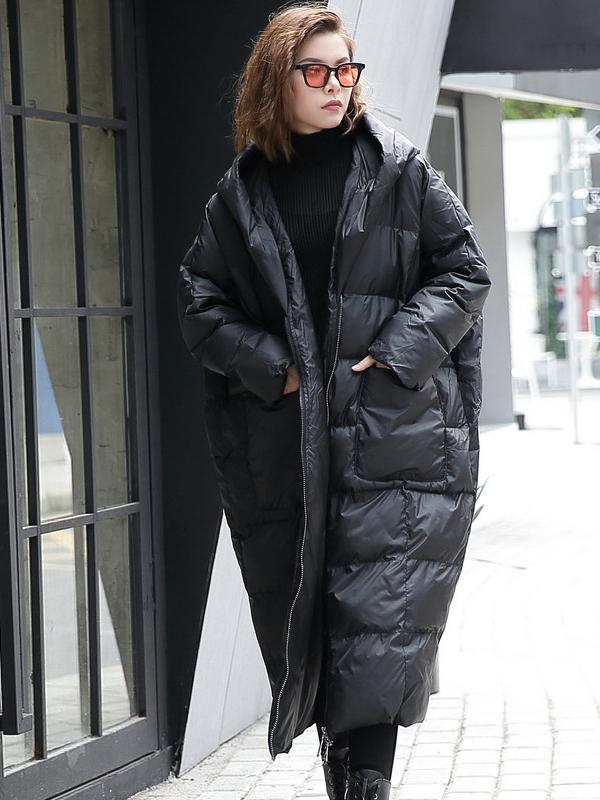 Solid Split-joint Zipper Cotton-padded Outwears