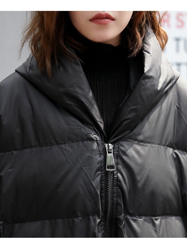 Solid Split-joint Zipper Cotton-padded Outwears