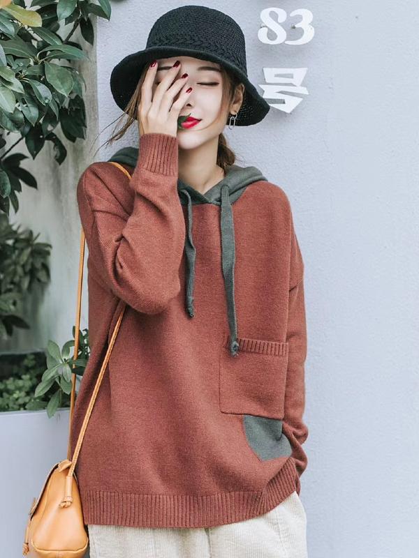 Vintage Knitting Split-joint Sweater