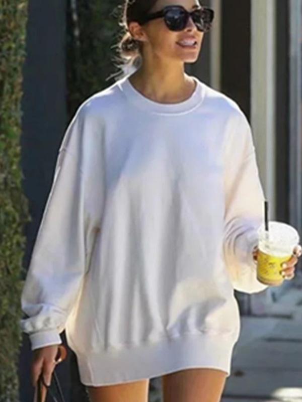 Fashion Casual Loose Solid Sweat Shirts