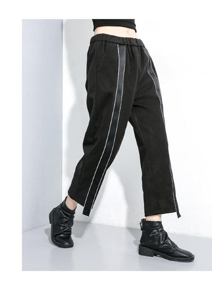 Loose Split-joint Elastic Waist Pants
