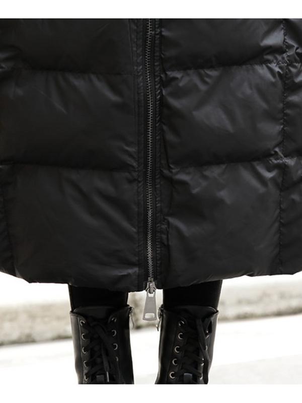 Solid Split-joint Zipper Cotton-padded Outwears