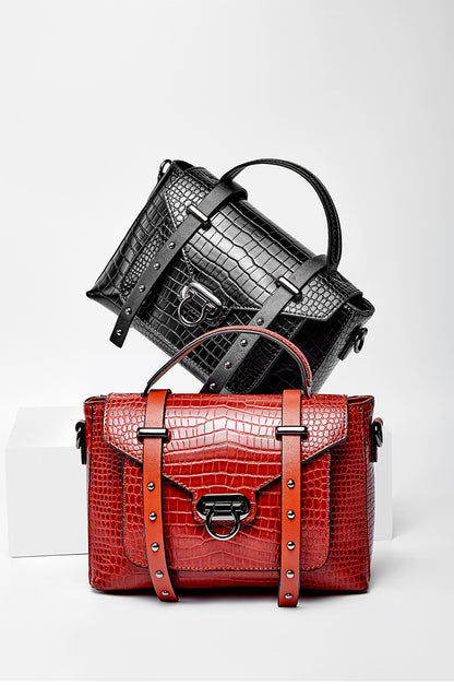 Vintage crocodile lock Single Shoulder Messenger Bag