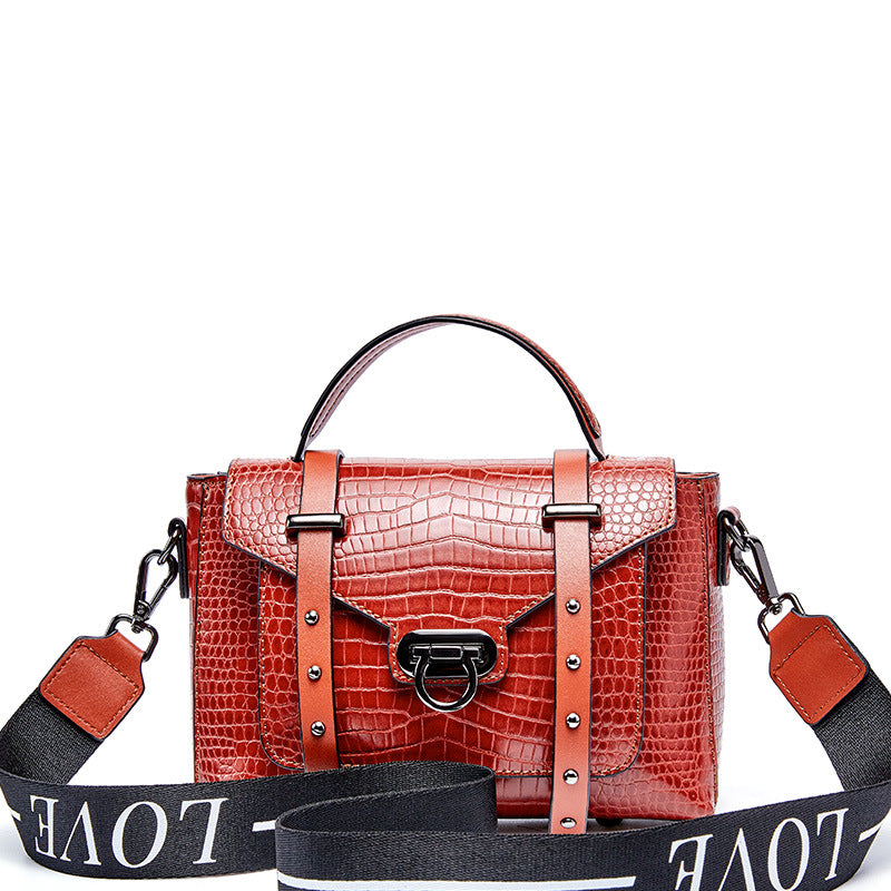 Vintage crocodile lock Single Shoulder Messenger Bag