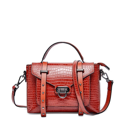 Vintage crocodile lock Single Shoulder Messenger Bag