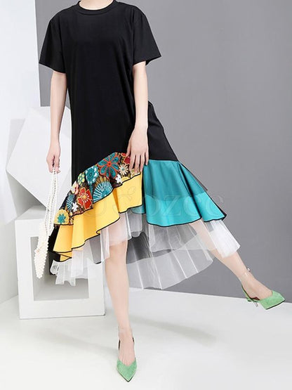 Casual Split-joint Gauze Long Dress