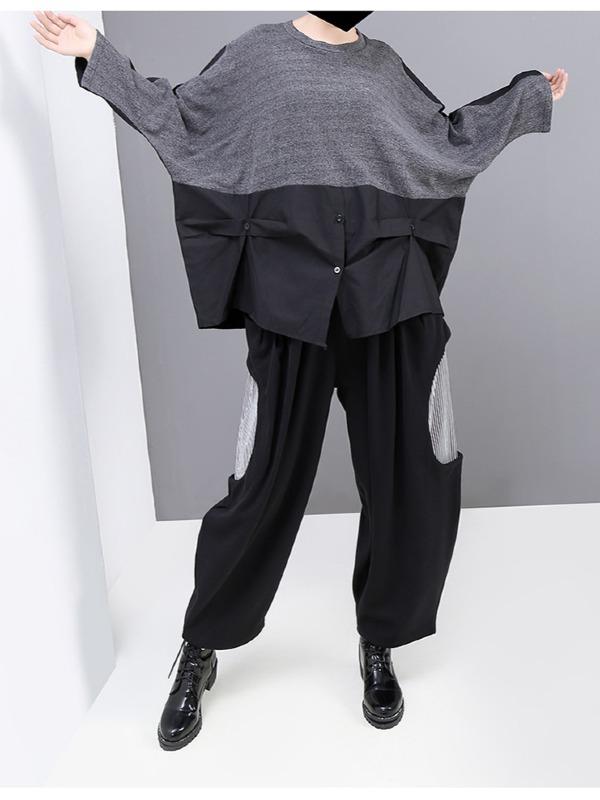 LOOSE SPLICING LONG SLEEVE SWEATSHIRT - Zebrant