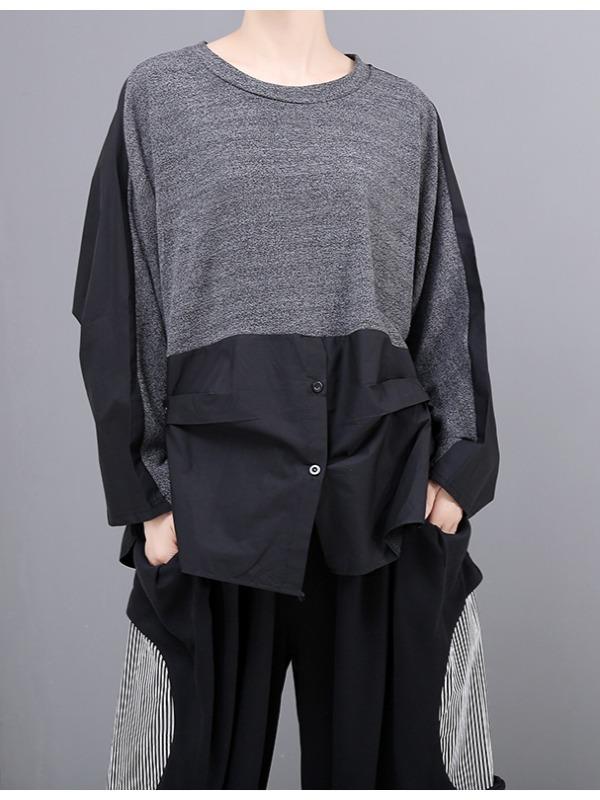 LOOSE SPLICING LONG SLEEVE SWEATSHIRT - Zebrant