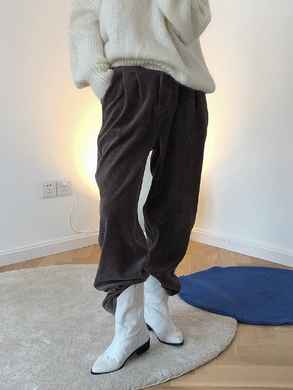 LOOSE PLAIN EMPIRE CASUAL PANTS