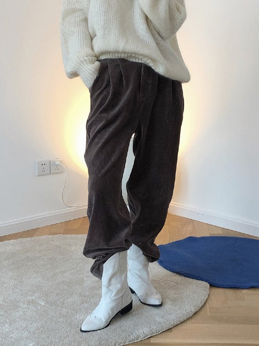 LOOSE PLAIN EMPIRE CASUAL PANTS