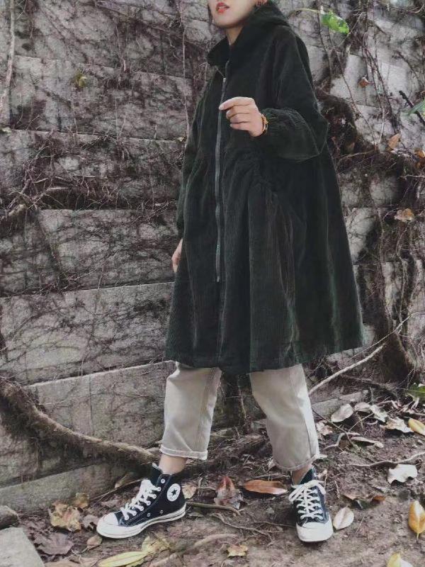 Vintage Velvet Casual Long Coat