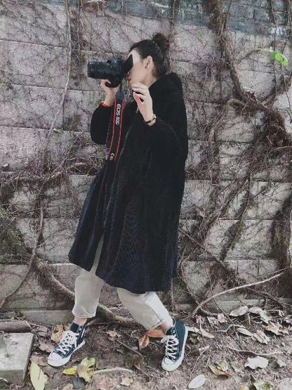 Vintage Velvet Casual Long Coat