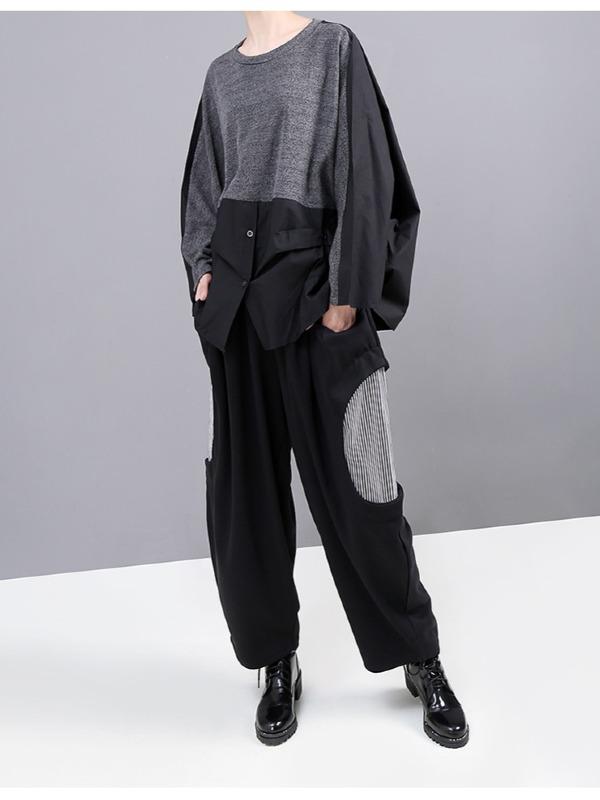 LOOSE SPLICING LONG SLEEVE SWEATSHIRT - Zebrant